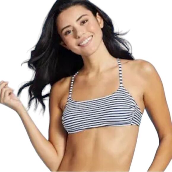 Xhilaration Navy And White Bathing Suit Top, Size XS, NWT - Picture 1 of 9
